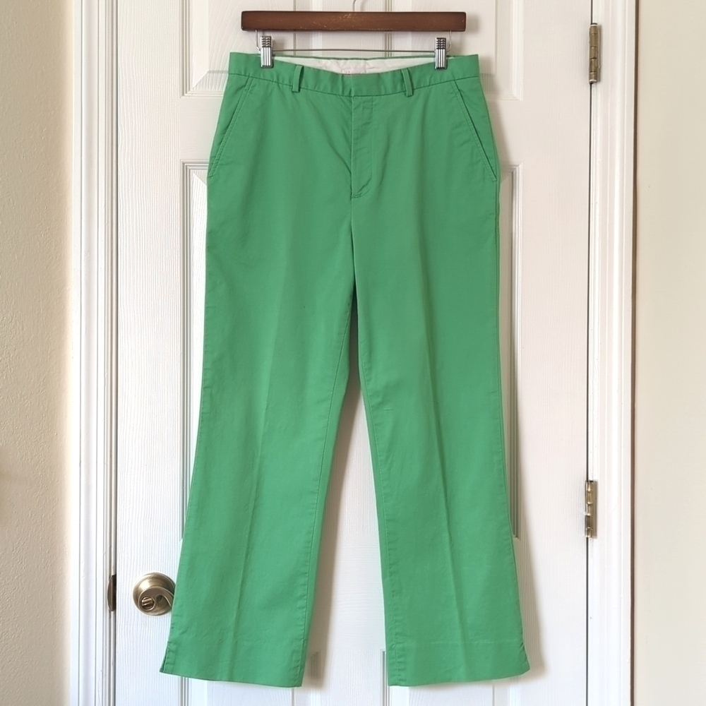 Ralph Lauren Sport Y2K Vintage High Rise Straight Cropped Twill Pants Green 10